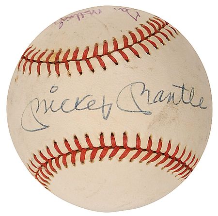 Lot #1562 Mickey Mantle and Don Mattingly Baseball - Image 2
