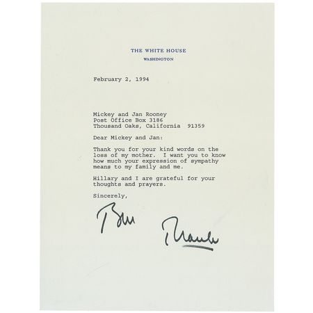 Lot #26 Bill Clinton: A grieving Clinton thanks