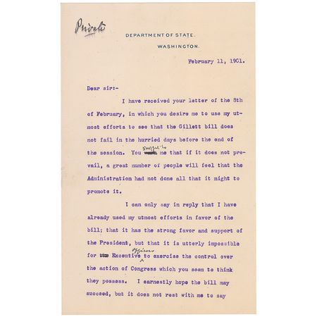 Lot #284 John Hay Typed Letter Signed - Image 1