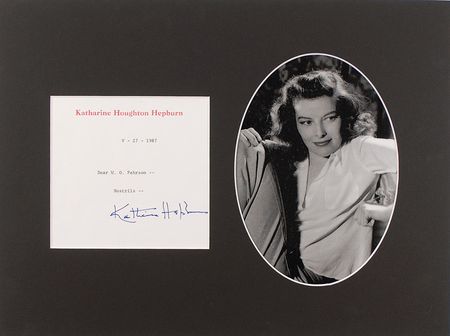 Lot #1089 Katharine Hepburn Typed Notes Signed - Image 1