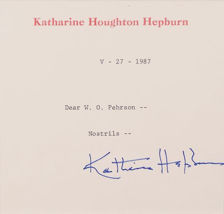 Lot #1089 Katharine Hepburn Typed Notes Signed - Image 2