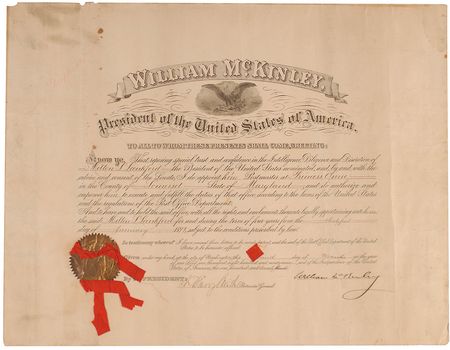 Lot #106 William McKinley Signed Document - Image 1