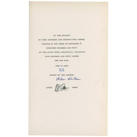 Lot #590 William Faulkner: Difficult to find signed limited edition Notes on a Horse Thief - Image 1