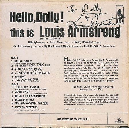 Lot #773 Louis Armstrong: Satchmo says ?Hello, Dolly!? - Image 1
