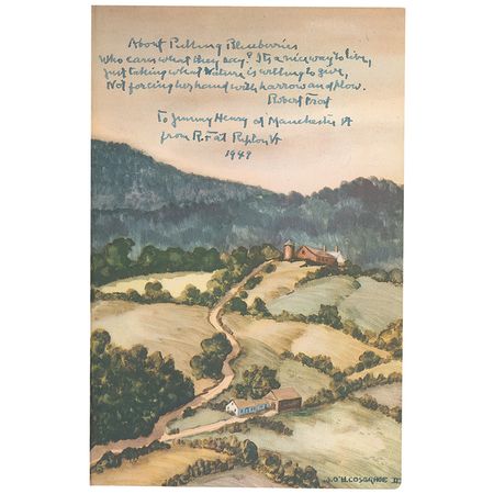 Lot #592 Robert Frost: “Just taking what Nature is willing to give, Not forcing her hand with harrow and plow” - Image 1