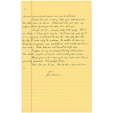 Lot #672 John Steinbeck: Steinbeck rallies to his son after being expelled for cheating: ?I told him that a lost good name was the hardest thing in the world to regain but that it could be done by a long hard effort? - Image 3