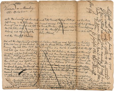 Lot #3 John Adams: 1770 legal document with over