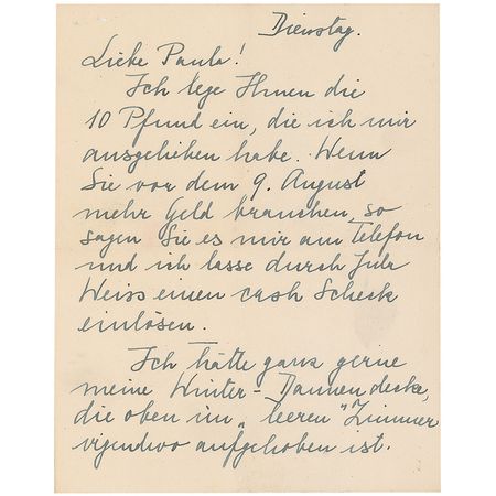 Lot #264 Anna Freud Handwritten Letter Signed - Image 1