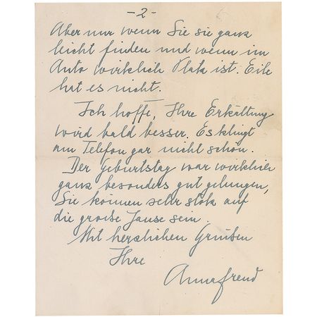 Lot #264 Anna Freud Handwritten Letter Signed - Image 2