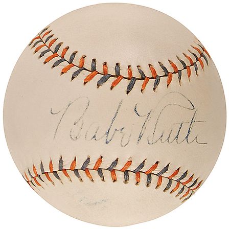 Lot #1455 Babe Ruth: Desirable single-signed Ruth ball - Image 1