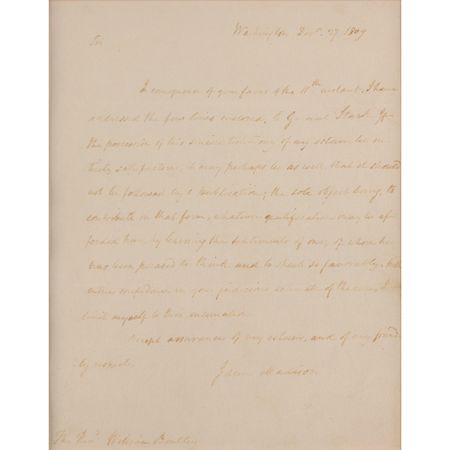 Lot #105 James Madison: The president praises the author of New Hampshire?s motto, ?Live free or die? - Image 2