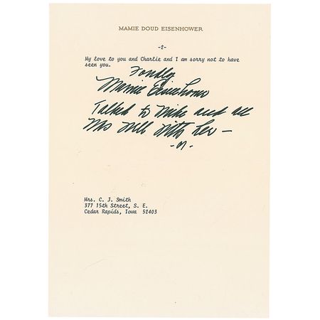 Lot #30 Mamie Doud Eisenhower Typed Letter Signed - Image 2