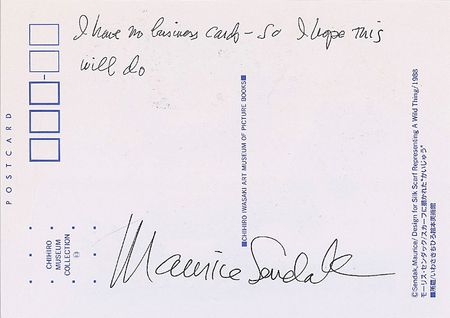 Lot #652 Maurice Sendak Postcard - Image 1
