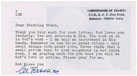 Lot #276 Mother Teresa Typed Letter Signed - Image 1