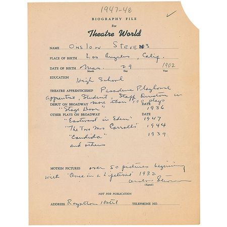 Lot #1126 Onslow Stevens Signed Document - Image 1
