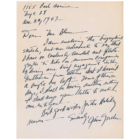 Lot #1076 Frankenstein: Gavin Gordon: Gorgeous letter in fountain pen from Bride of Frankensteinâ??s Lord Byron - Image 1