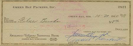 Lot #1395 Vince Lombardi Check - Image 2