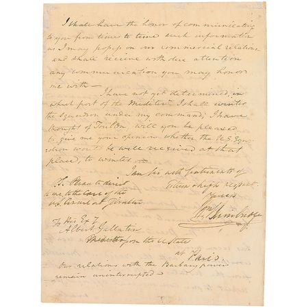 Lot #467 War of 1812: William Bainbridge: Commodore Bainbridge suppresses rogue Barbarians in the Mediterranean to protect US interests - Image 2