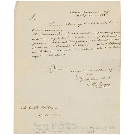 Lot #466 War of 1812: John Rodgers Handwritten Letter Signed - Image 1