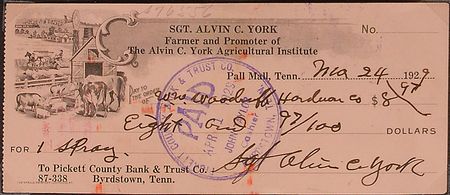 Lot #474 Sgt. Alvin C. York Check - Image 2