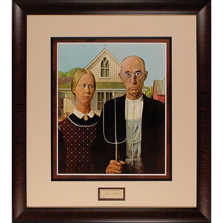 Lot #675 Grant Wood: Gorgeous signature framed with the classic ?American Gothic? - Image 1