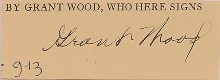 Lot #675 Grant Wood: Gorgeous signature framed with the classic ?American Gothic? - Image 2