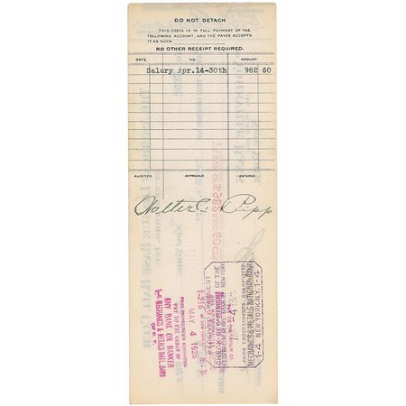 Lot #1404 Wally Pipp: One of Pipp’s last checks before losing his job to Gehrig - Image 2