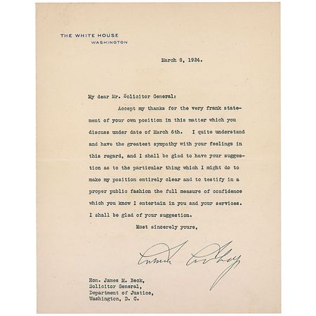 Lot #19 Calvin Coolidge Typed Letter Signed