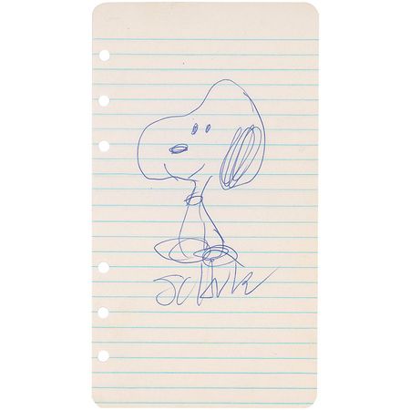Lot #714 Charles Schulz Signature and Sketch - Image 1