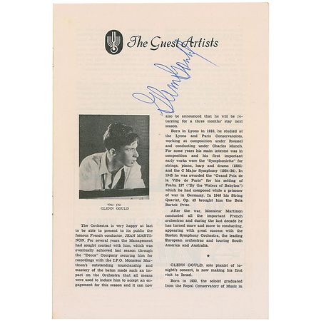 Lot #739 Glenn Gould: Scarce program signed by the eccentric Bach virtuoso - Image 2