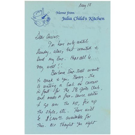 Lot #151 Julia Child Handwritten Letter Signed - Image 1
