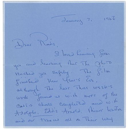 Lot #1081 Gone With the Wind: Olivia de Havilland: “He once voted for Roosevelt—and just afterwards experienced the great LA earthquake in William Randolph Hearst’s house. He has voted straight Republican ever since” - Image 1