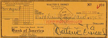 Lot #687 Walt Disney Check - Image 2