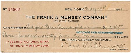 Lot #546 Edgar Rice Burroughs Signed Document - Image 2
