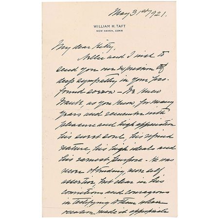 Lot #104 William H. Taft Handwritten Letter Signed - Image 1