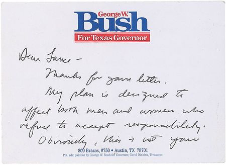 Lot #12 George W. Bush: In a scarce handwritten