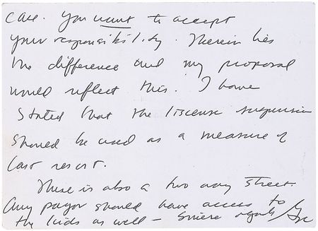 Lot #12 George W. Bush: In a scarce handwritten letter from 1994, Bush defends his plan for ?men and women who refuse to accept responsibility? - Image 2