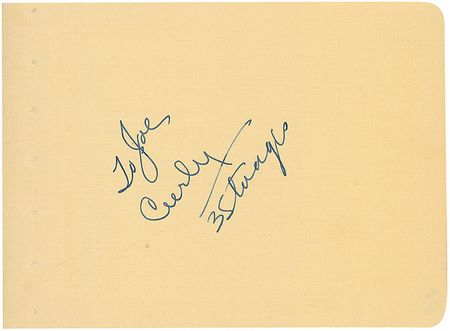 Lot #1130 Three Stooges: Pristine individual signatures from Larry, Moe, and Curly - Image 2