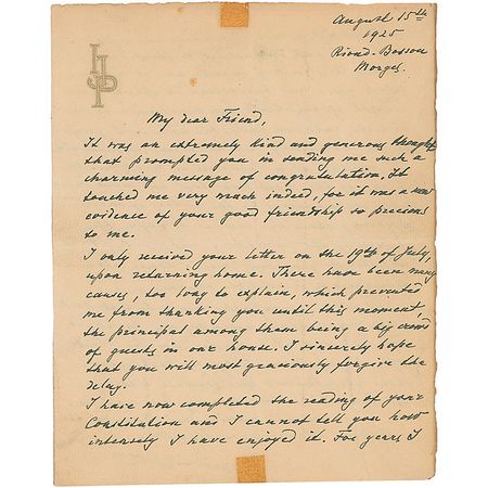 Lot #750 Ignace Paderewski: Paderewski writes with eloquence on the beauty of the Constitution - Image 1