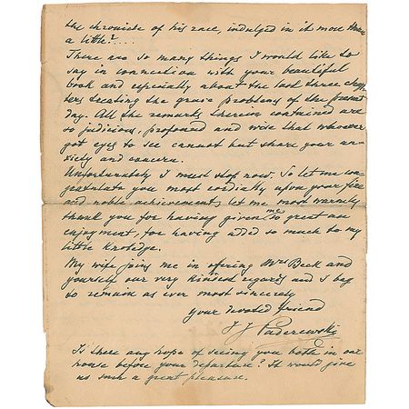 Lot #750 Ignace Paderewski: Paderewski writes with eloquence on the beauty of the Constitution - Image 4