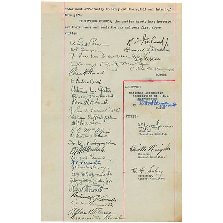 Lot #524 Orville Wright: Twenty-five years after his flight at Kitty Hawk, Orville Wright establishes the Thompson Trophy to inspire future aviation pioneers - Image 2