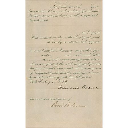 Lot #387 Joshua Lawrence Chamberlain: Gorgeous stock certificate from the hero of Little Round Top - Image 2