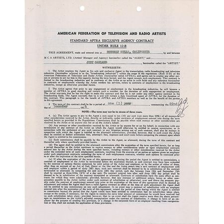 Lot #1080 Judy Garland: Garland signs a contract with MCA - Image 1