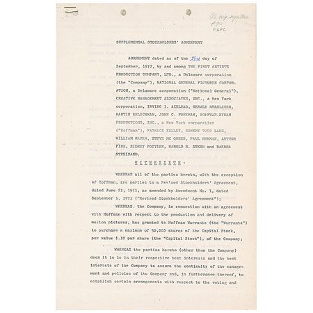 Lot #1117 Steve McQueen: An unlikely quintet of Hollywood heavyweights: McQueen, Newman, Streisand, Hoffman, and Poitier - Image 1