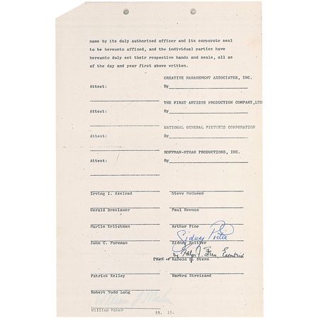 Lot #1117 Steve McQueen: An unlikely quintet of Hollywood heavyweights: McQueen, Newman, Streisand, Hoffman, and Poitier - Image 5