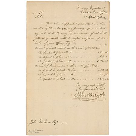 Lot #369 Oliver Wolcott, Jr Signed Document - Image 1