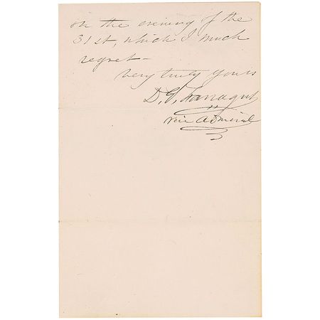 Lot #412 David G. Farragut Handwritten Letter Signed - Image 2
