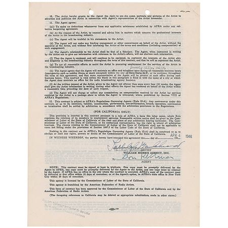 Lot #1046 Tallulah Bankhead Signed Document - Image 2