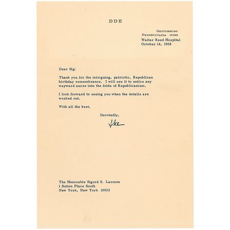 Lot #27 Dwight D. Eisenhower: “Thank you for the