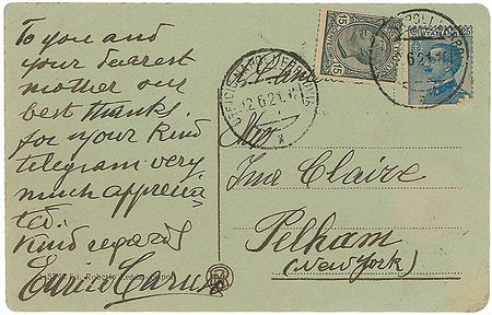 Lot #730 Enrico Caruso Signed Note - Image 1